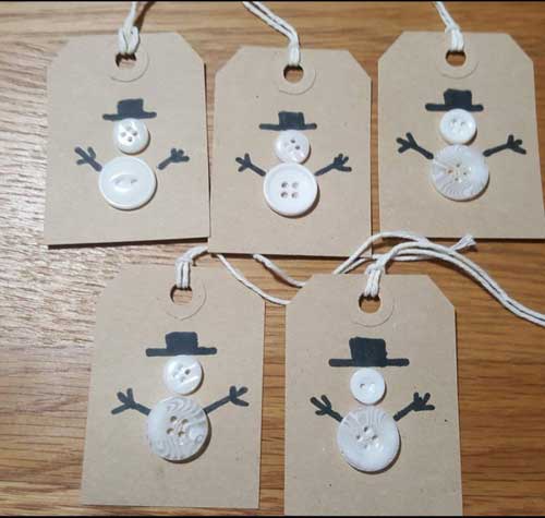 Recycle Christmas Cards Greetings Cards Gift Tags Wrapping Paper Buttons and Black Fine Liner Design Ideas 1